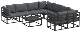 vidaXL Σετ Καναπέ Κήπου 9 pcs Μαύρο 70 x 70 x 32 εκ Αλουμίνιο