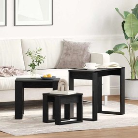 vidaXL Τραπέζι Σαλονιού με Στηρίγματα 3 pcs Μαύρη δρυς