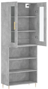 vidaXL Ντουλάπι Γκρι Σκυροδέματος 69,5x34x180 εκ. Επεξεργασμένο Ξύλο
