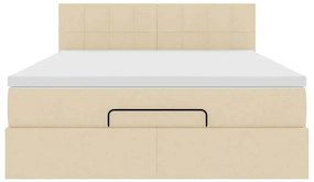 vidaXL Οθωμανικό κρεβάτι με στρώμα Cream 140x200cm ύφασμα