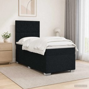 vidaXL Κρεβάτι box spring με στρώμα Μαύρο 90 x 190 cm Ύφασμα