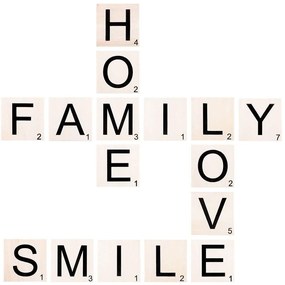 Διακοσμητικό Τοίχου Scrabble Set 899SKL1219 95x95cm Natural-Black Wallity Ξύλο