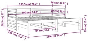 Καναπές Κρεβάτι Συρόμενος Μελί 2x(90x190) εκ. Μασίφ Ξύλο Πεύκου - Καφέ