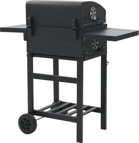 vidaXL Ψησταριά Κάρβουνου / BBQ Μαύρη με Κάτω Ράφι
