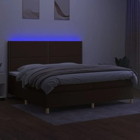 ΚΡΕΒΑΤΙ BOXSPRING ΜΕ ΣΤΡΩΜΑ &amp; LED ΣΚ.ΚΑΦΕ 200X200ΕΚ. ΥΦΑΣΜΑΤΙΝΟ 3135384