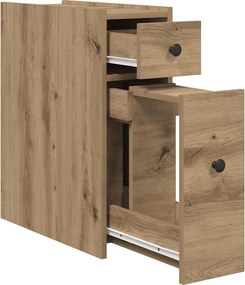 vidaXL Ντουλάπι Μπάνιου Στενό με Ροδάκια Αρτισιανή Δρυς Επεξ. Ξύλο