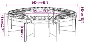 vidaXL Παγκάκι Δέντρου Κυκλικό Μαύρο Ø160 εκ. Ατσάλινο