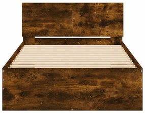 vidaXL Πλαίσιο Κρεβατιού με Κεφαλάρι/LED Καπν. Δρυς 100x200 εκ.