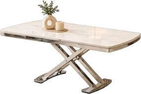 Stewehome Επεκτεινόμενο τραπέζι 80x130 από MDF Λευκή όψη μαρμάρου 80x130 cm