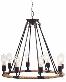 Πολυέλαιος Οροφής Aca 853608PBR Black Matt/Rope