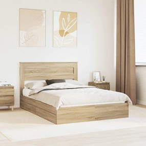 vidaXL Κρεβάτι Αποθήκης Δρύς Sonoma 140 x 200 cm Επεξεργασμένο ξύλο