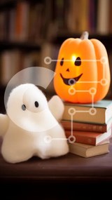 Intra Συλλεκτικό Ξύλινο Παζλ Plywood 4mm - Στοίβα από βιβλία με γεμιστά ζώα και κολοκύθα Σε Ξύλινο Κουτί - Διαστάσεις Puzzle: 10x10 cm – 25 κομμάτια