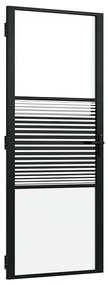 vidaXL Εσωτερική Πόρτα Μαύρο 83 x 201.5 cm Tempered γυαλί, Αλουμίνιο