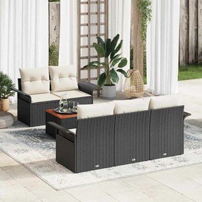 vidaXL Σετ Καναπέ Κήπου 6 pcs Μαύρο Πολυ ράταν