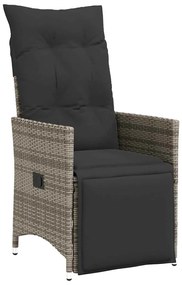vidaXL Σέτ φαγητού για κήπο με μαξιλάρι 3 pcs Γκρι Πολυ ράταν