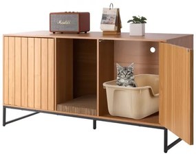 VEVOR Cat Litter Box Enclosure Furniture, 120 cm Hidden Litter Box Cabinet with Scratch Pad & Storage, Waterproof Cat Washroom End Table Cat House, Fit Most of Litterbox, for Bedroom Living Room