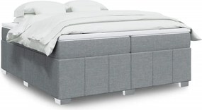 vidaXL Κρεβάτι Boxspring με Στρώμα Ανοιχτό Γκρι 200x200 εκ. Υφασμάτινο