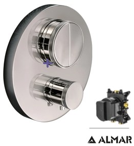 Almar Thermo-Core Push Inox Finish Θερμοστατικός μίκτης εντοιχισμού 2 εξόδων+κιτ εντοιχισμού E176632-110 E134001