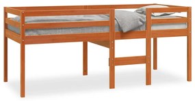 vidaXL Κρεβάτι Υπερυψωμένο Καφέ Κεριού 75x190εκ. από Μασίφ Ξύλο Πεύκου