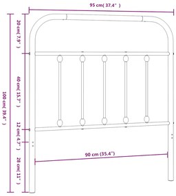 vidaXL Ανταλλακτικό κεφαλάρι Λευκό 90 εκ. Μεταλλικό