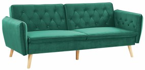 Καναπές κρεβάτι Berwyn 1582, Λειτουργία ύπνου, Πράσινο, 213x87x84cm, Πόδια: Ξύλο,Ευκάλυπτος, Καουτσούκ