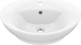 vidaXL Νιπτήρας με Υπερχείλιση Οβάλ Λευκό Ματ 58,5x39 εκ. Κεραμικός