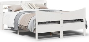 vidaXL Πλαίσιο Κρεβατιού με Κεφαλάρι Λευκό 160x200 εκ. από Μασίφ Πεύκο