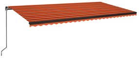 vidaXL Τέντα Συρόμενη Χειροκίνητη με LED Πορτοκαλί/Καφέ 600 x 350 εκ.