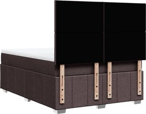 vidaXL Κρεβάτι Boxspring με Στρώμα Σκούρο Καφέ 140x200 εκ Υφασμάτινο