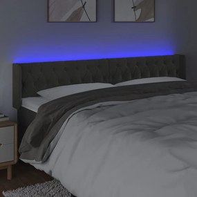Κεφαλάρι Κρεβατιού LED Σκούρο Γκρι 183x16x78/88 εκ. Βελούδινο - Γκρι