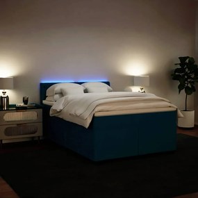 vidaXL Κρεβάτι Boxspring με Στρώμα Μπλε 140x190 εκ. Βελούδινο