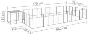 vidaXL Σπιτάκι Σκύλου Ασημί 22,99 μ² Ατσάλινο