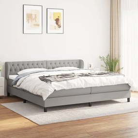 Κρεβάτι Boxspring με Στρώμα Ανοιχτό Γκρι 200x200 εκ. Υφασμάτινο - Γκρι