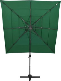 vidaXL Ομπρέλα Κήπου 4 Επιπέδων Πράσινη 250x250εκ με Ιστό Αλουμινίου