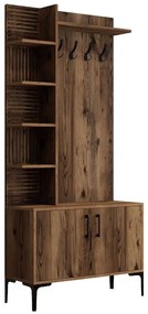 Έπιπλο Εισόδου Viyana 845HCT4221 90x35x200cm Walnut Μοριοσανίδα, Μέταλλο