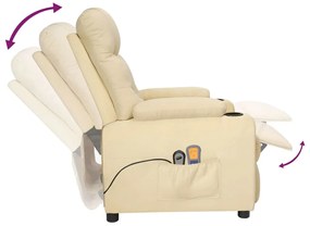 vidaXL Πολυθρόνα Μασάζ Ηλεκτρική Κρεμ Υφασμάτινη