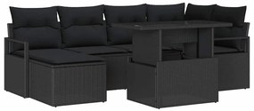 vidaXL Σετ Καναπέ Κήπου με μαξιλάρι 7 pcs Μαύρο