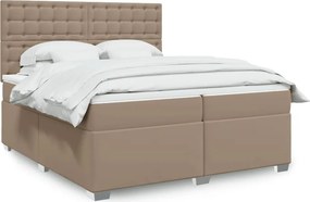 vidaXL Κρεβάτι Boxspring με Στρώμα Καπουτσίνο 200x200εκ.από Συνθ.Δέρμα