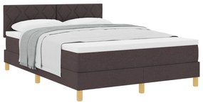 vidaXL Κρεβάτι με Ελατήριο Σκούρο Καφέ 140x190 εκ. Ύφασμα
