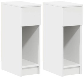 vidaXL Κομοδίνα με συρτάρι 2 τεμάχια Λευκό 20x36x60 cm