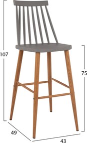 ΣΚΑΜΠΟ ΜΠΑΡ HM8459.10 VANESSA ΣΕ ΓΚΡΙ ΧΡΩΜΑ 43x49x107 εκ.