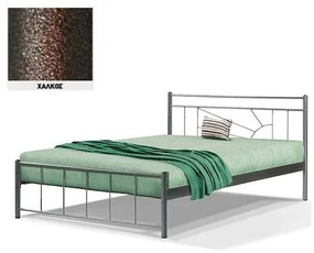Κρεβάτι μονό Ήλιος για στρώμα 90χ190 Χαλκόμαυρο - Καφέ Σφυρήλατο