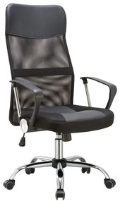 WOODWELL ΕΟ502,1PBF2400-PVC Πολυθρόνα Γραφείου Διευθυντή, Βάση Χρώμιο, Pvc Μαύρο - Mesh Μαύρο 61x68x108/118cm ΕΟ502,1P