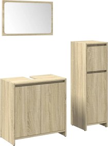 vidaXL Σετ Επίπλων Μπάνιου 3 Τεμαχίων Sonoma Δρυς Επεξεργασμένο Ξύλο