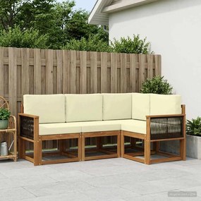 vidaXL Σειρά Καναπέ Εξωτερικού 4 pcs Φυσικό και Κρέμα Πολυεστέρας