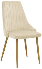 Καρέκλα Azori με Μεταλλικά πόδια σε Φυσικό και Κάθισμα Βελούδο Μπέζ 49x55x85εκ. 49x55x85 εκ.