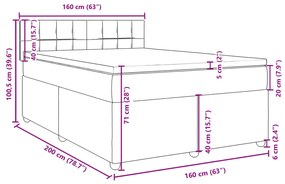 Κρεβάτι Boxspring με Στρώμα Μαύρο 160x200 εκ. Υφασμάτινο - Μαύρο