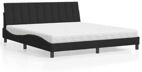 Κρεβάτι με Στρώμα Hanko Μαύρο 180x200 εκ. Βελούδινο