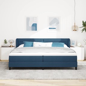 vidaXL Κρεβάτι Box Spring με Στρώμα Μπλε 200x200 εκ Υφάσματος