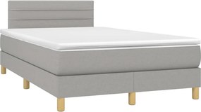 vidaXL Κρεβάτι Boxspring με Στρώμα &amp; LED Αν.Γκρι 120x200 εκ Υφασμάτινο